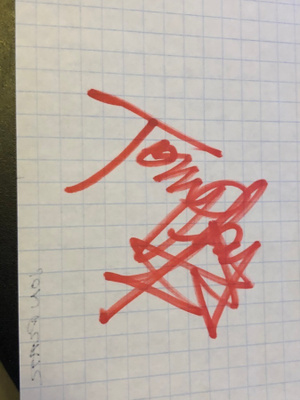 Tom Platz nimikirjoitus paperilla