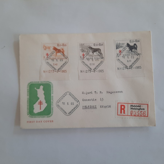 FDC 1965 koirat antinumeroilla  R-kuori