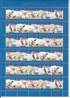 Fäärsaaret 1984 joulumerkkiarkki postituoreena.