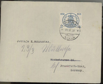 1931 postimerkki 75v 2mk kirje Saksaan