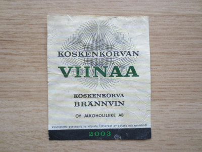 Koskenkorvapullon etiketti 1960 luvulta