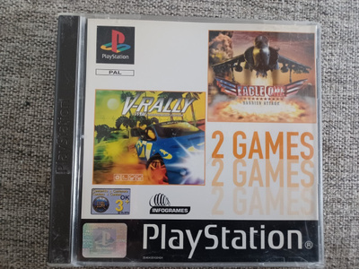 PS1 - 2 Games: V-Rally & Eagle One Harrier Attack (CIB)