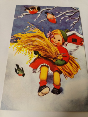 Vanha joulu kortti, kulkematon.