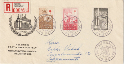1955 Helsingin Postimerkkinäyttelyn erikoiskuori kirjattuna