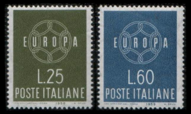 Italia 1055-6 ** Europa (1959)