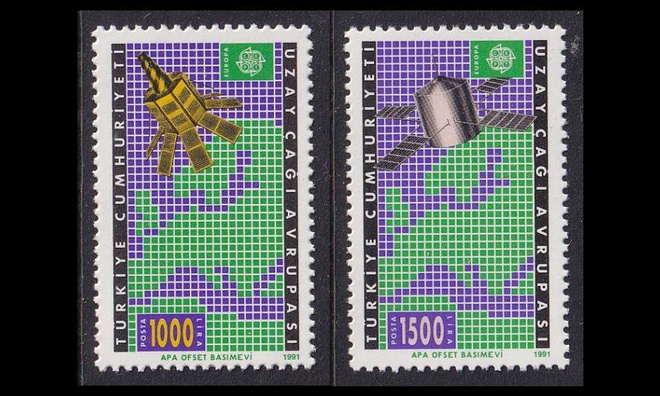 Turkki 2921-2 ** Europa avaruus (1991)