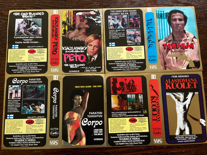 Curly Video VHS kansipaperit x 4