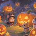Halloween pienet koirat ja kurpitsat - pikkukuva 1