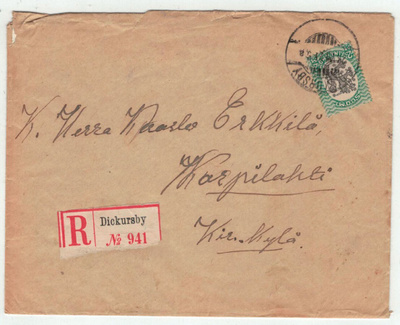 1921 2mk vihreä/musta R-kirje