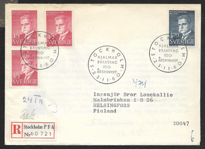 Ruotsi - Hjalmar Branting FDC 1960 R (Fac. 519-520)