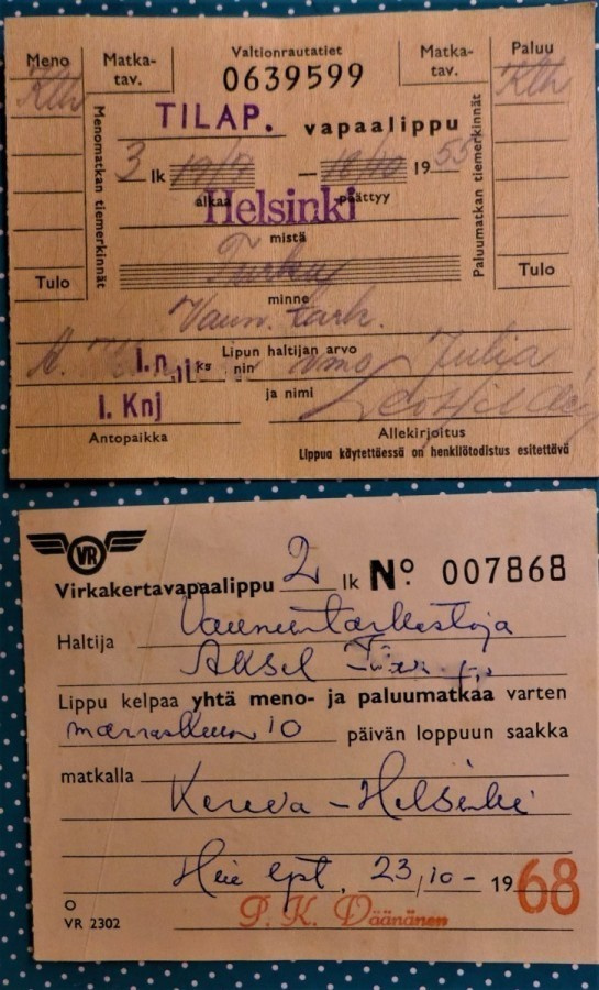 Junalippu VR vanhoja Märklin juna veturi