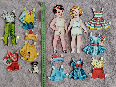 Paperinuket tyttö ja poika 1950-60-luku