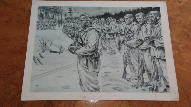 Jatkosota Kenttähartaus Sotapiirros Lindeberg 1942