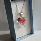 Puna Sininen Lasisydän & Hopeaketju - pikkukuva 1