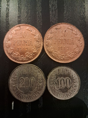 10 p 1917(2), 200 mk 1957, 100 mk 1958