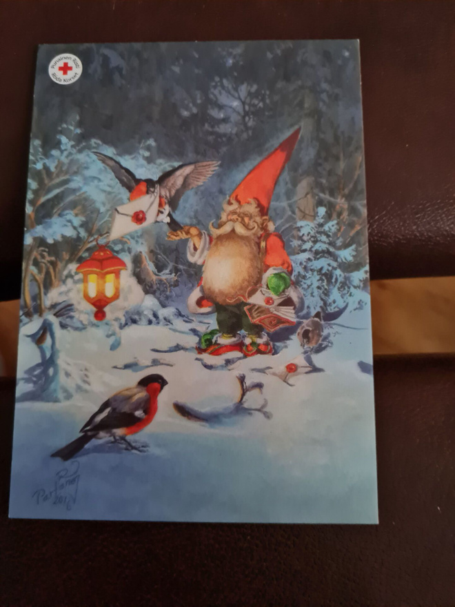 Partanen Joulupukki, linnut ja lyhty