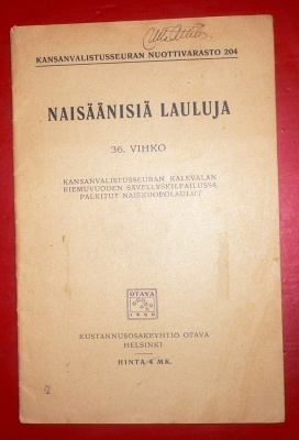 Naisäänisiä Lauluja - Kansanvalistusseuran nuottivarasto