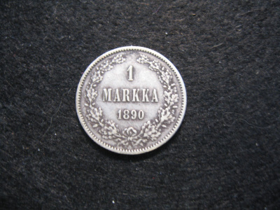 1 markka 1890 - hopeaa
