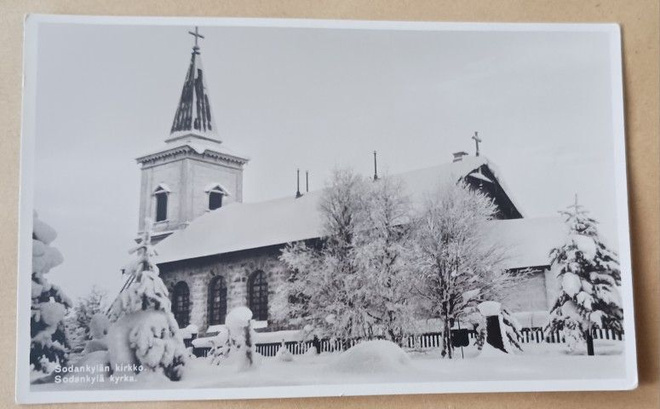 Sodankylä, Sodankylän kirkko, talvikuva, vkpk, ei p.