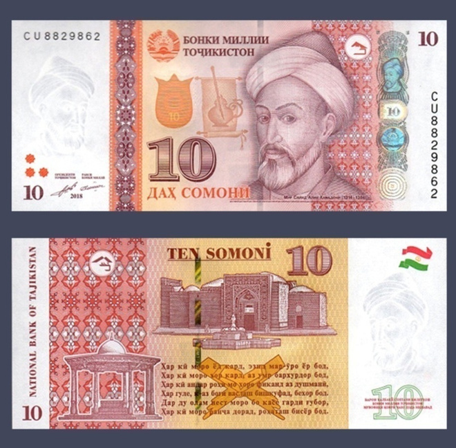 TAJIKISTAN 10 SOMONI 2018 P-24c UNC  (K15-S98)