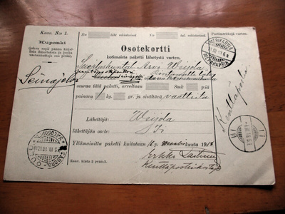 1918 Ii kenttäpostipakettikortti Merikarvialle