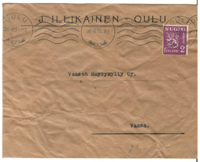 Oulu,  v. 1933  firmakuori kotiseutukeräilijälle