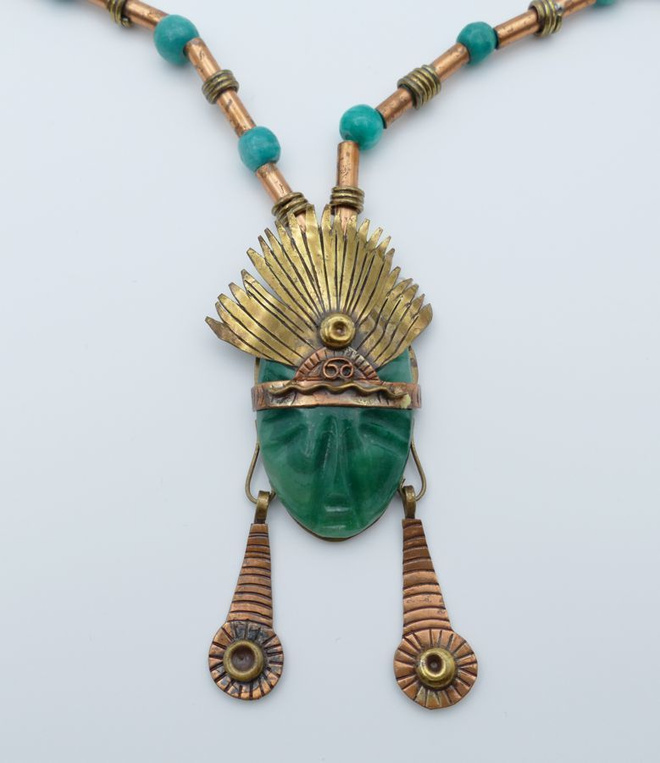 Maya -intiaanin kaulakoru , Casa Maya Mexico Brass Copper..