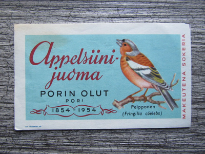 PORIN OLUT etiketti.....Appelsiinijuoma, Peipponen.
