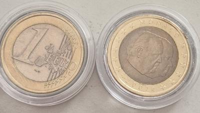 Monaco 2001 1€ UNC pillerissä