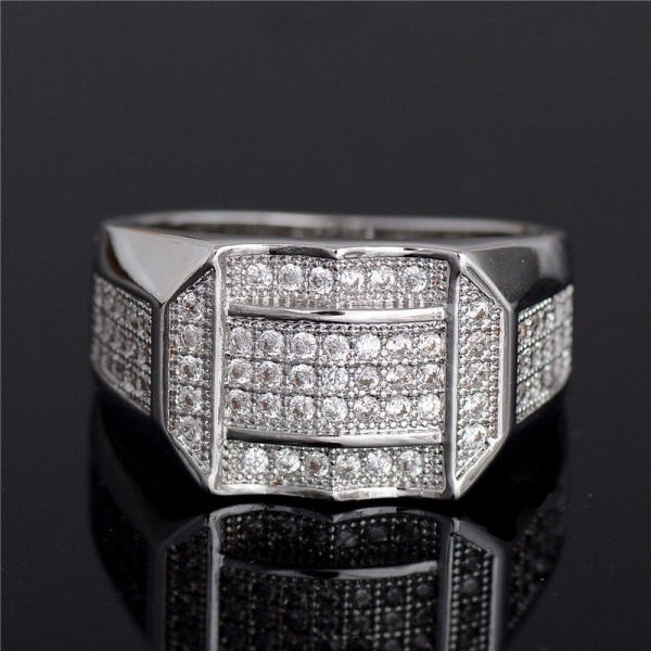 12 .. Fashion 18K White Gold Zirconia .. Sormus