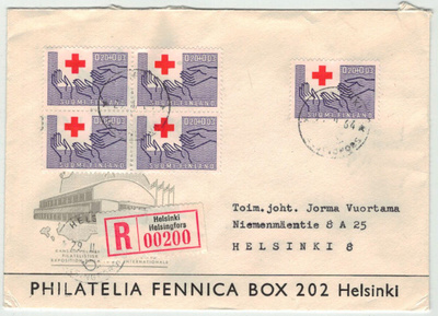 1963 PR 20p 5 kpl kirjattu paikalliskirje