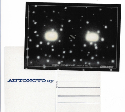 1975 (noin) Fiat postikortti - Autonovo Oy - joulukortti
