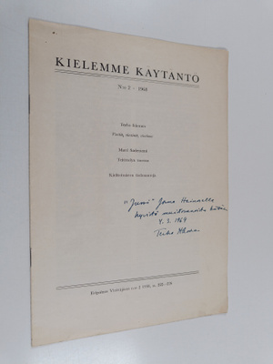 Terho Itkonen : Kielemme käytäntö n:o 2/1968 : Viestiä, v...