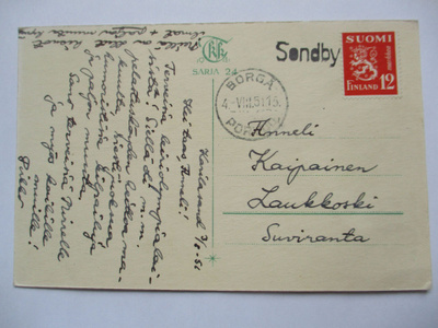 1951 Sondby rivil + Porvoo