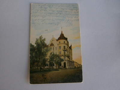 Vaasa, Waasan Pankin talo, vanha värikortti, p. 1917