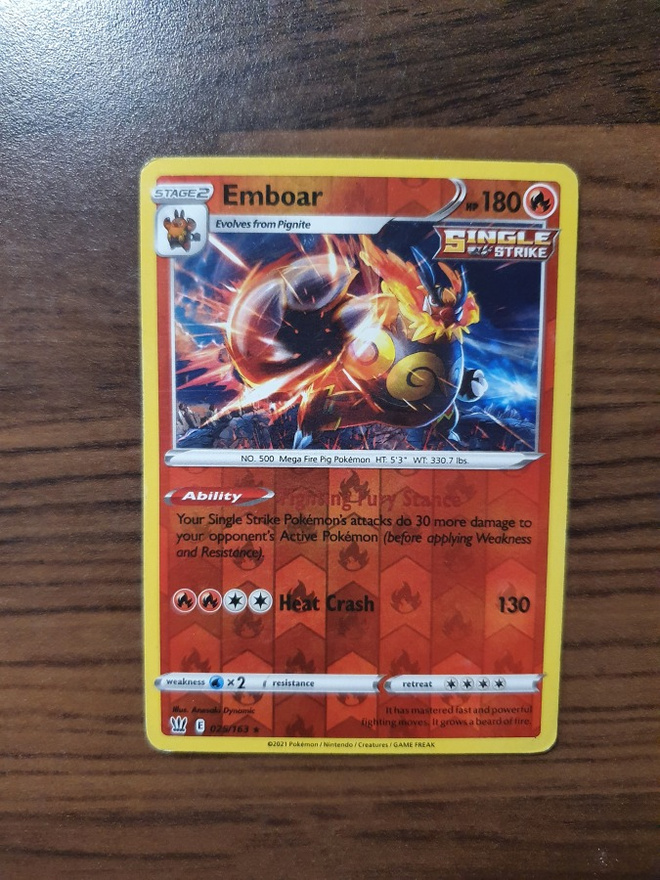Pokemon Emboar 025/163 Reverse holo Rare