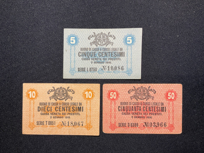 Italy 5,10,50 centisimi set 1918.