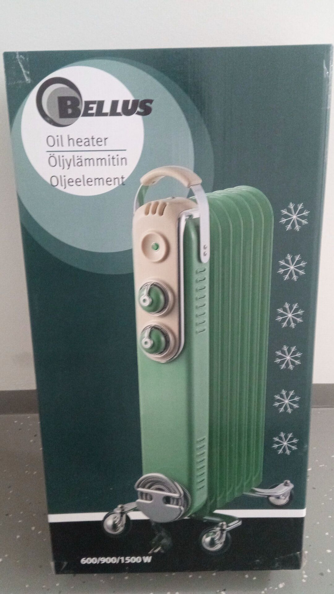 Bellus 1500W öljylämmitin lämpöpatteri vihreä *Käyttämätön*