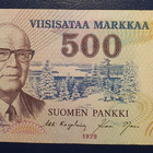 500 Markkaa 1975 B-sarjaa - Urho Kekkonen - varsin hyvä - pikkukuva 1
