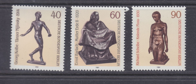 Saksa Berliini 1981 kolme patsasta Mi 655-657
