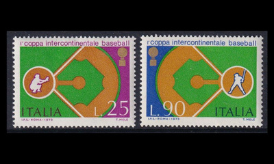 Italia 1411-2 ** Baseballin 1. MM-kilpailut (1973)