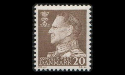 Tanska 390x ** Frederik IX 20 öre X-paperi (1961)