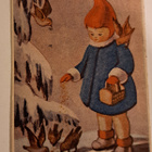Laura Järvinen: tyttö ruokkii lintuja, kulkenut 1946 - pikkukuva 1
