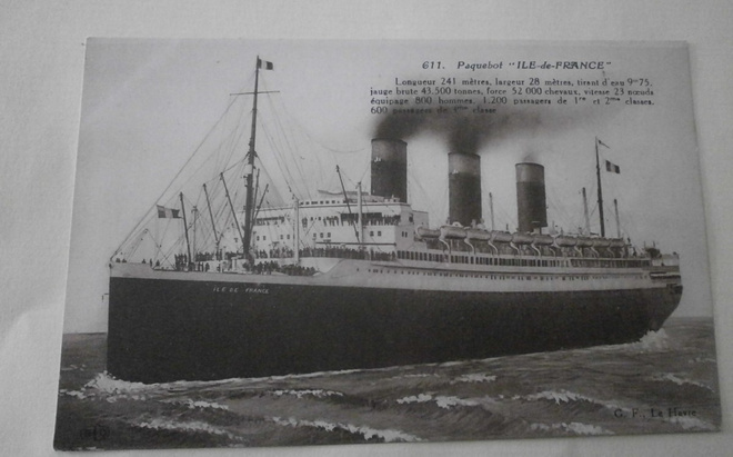 Risteilyalus s/s Ile de France, vanha mv pk, ei kulk.