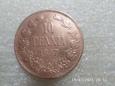 10 Penniä 1897 Putsattu Rahakehyksessä
