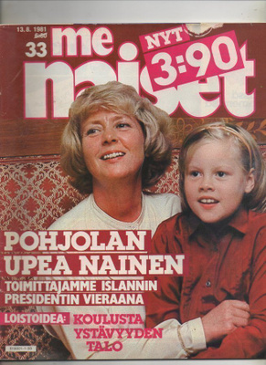 Me Naiset n:o 33 1981 Vigdis Finnbogadottir. Minna Vehmasto.