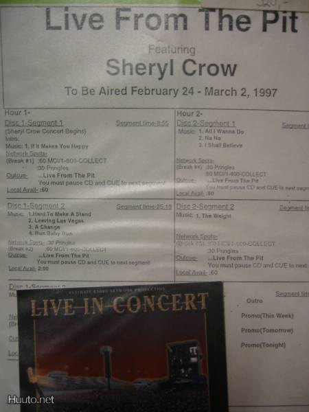SHERYL CROW - LIVE FROM THE PIT 2CD HARVINAINEN LIVE CONCERT