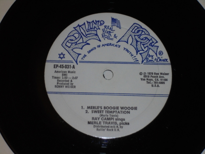 7"RAY CAMPI & MERLE TRAVIS EP - single 1979 rockabilly EX-