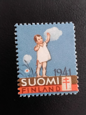 1941 tub joulumerkki tyttö niityllä **
