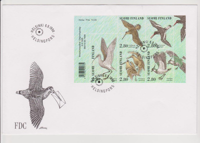 FDC 1996 Kahlaajalintuja BL17